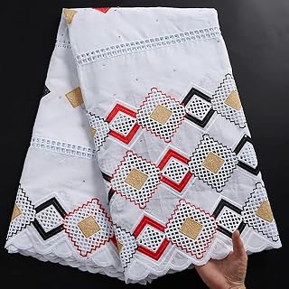 Swiss Lace Fabric with Stones Yellow Embroidery Sewing Accessories Atiku Fabric for Men Women Wedding Party Nigerian Lace Fabric Party Lace Fabric for Sewing Bridal Girls Switzerland