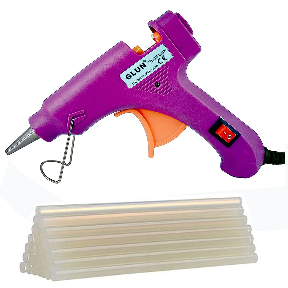 Gunstick 20W With 10 transperent Glue Sticks Hot Melt Glue Gun Dodger Purple Color Glue Gun (7 mm)-image-49