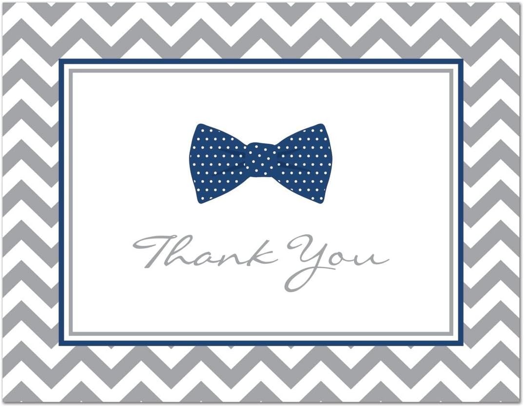 MyExpression.com 50 Cnt Little Man Bow Tie Baby Shower Thank You Cards (Navy)