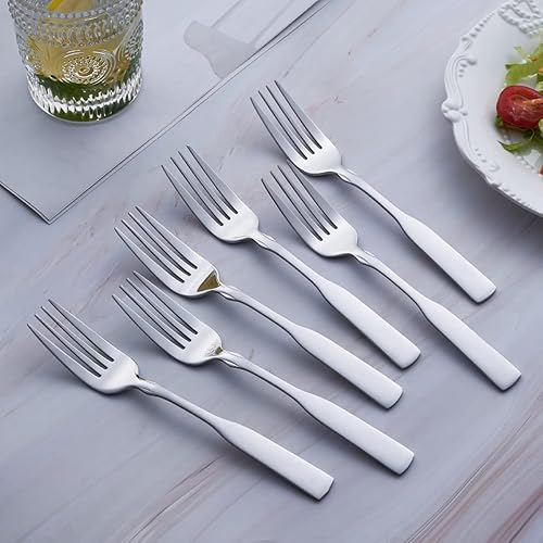 Vista 11 de Tenedor de 3 dientes, tenedor de acero inoxidable de 7.6 pulgadas, tenedores de postre de cóctel de metal, 6 piezas