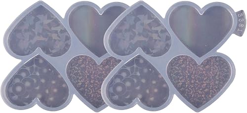 Miniatura 3 de 2 moldes de resina con forma de corazón de 1.7 pulgadas, molde epoxi de silicona para carrete de insignias, diseño holográfico