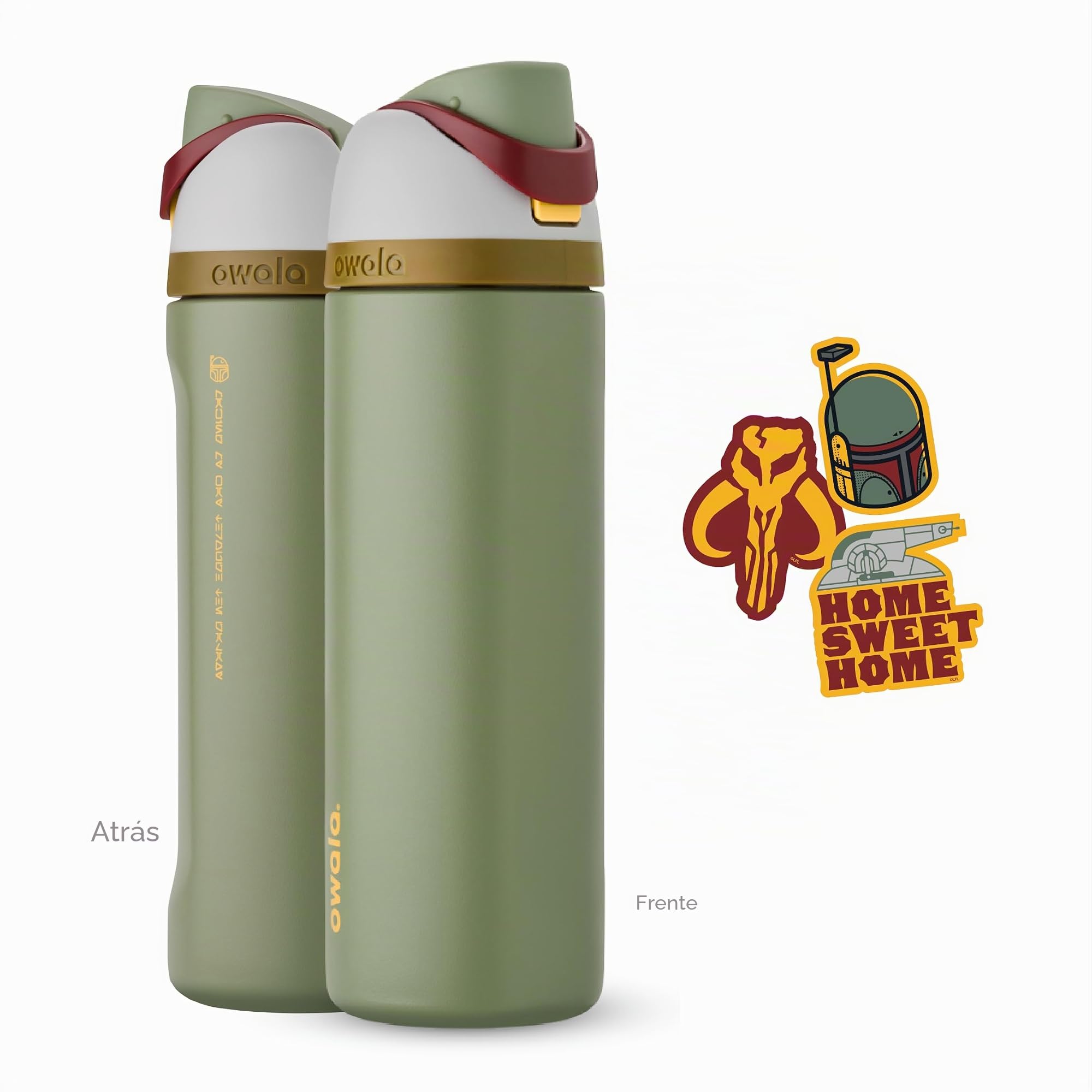 Owala Star Wars FreeSip - Botella de agua aislada de acero inoxidable con pajita para deportes y viajes, sin BPA, 24 onzas, Boba Fett