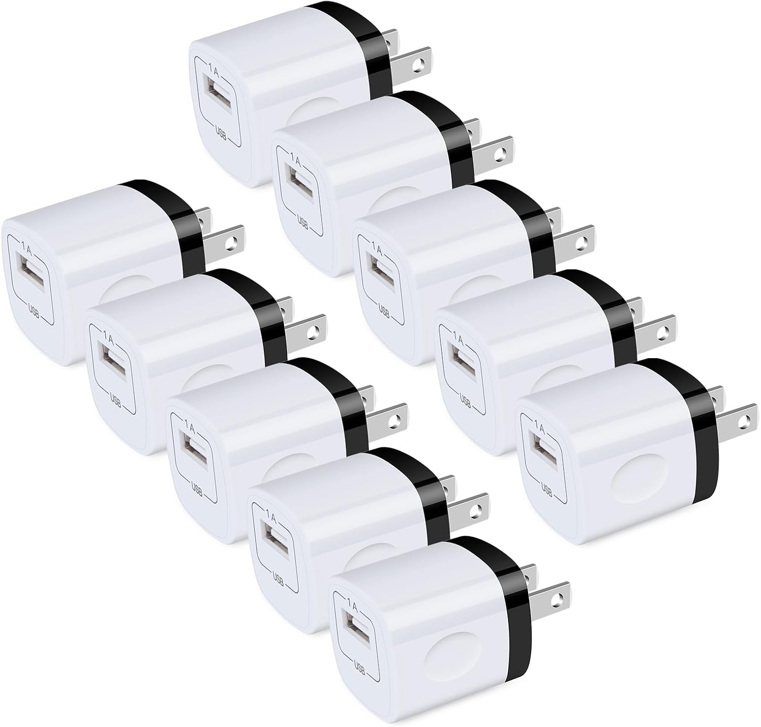 USB Wall Plug 10Pack 1A/5V Single Port USB Wall Charger Block Power Adapter