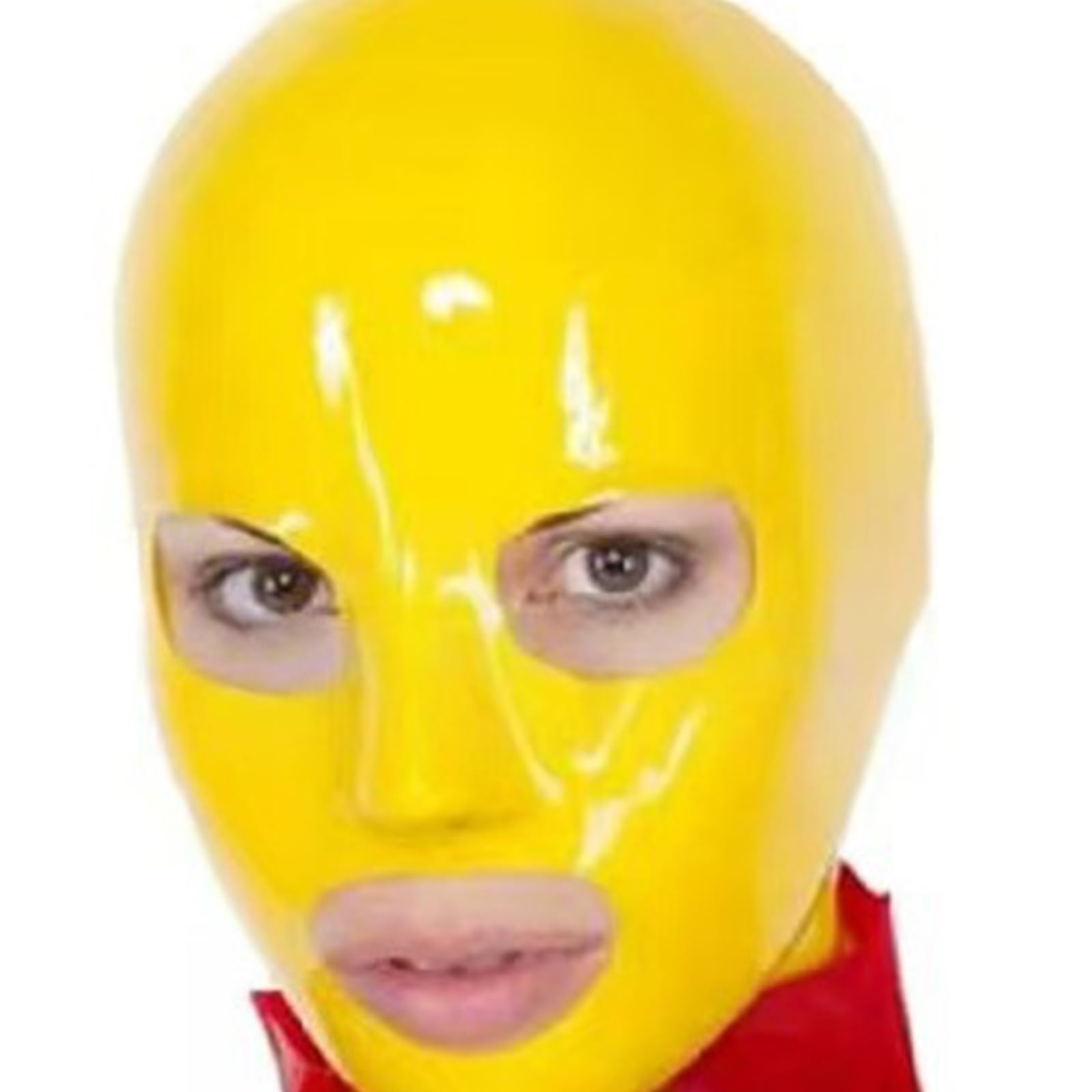DSPENGS BDSM Latex Hood Rubber Big Eyes Hood All Inclusive with Back Zipper Unisex for Cosplay Party Costume(Size:XL-70CM)
