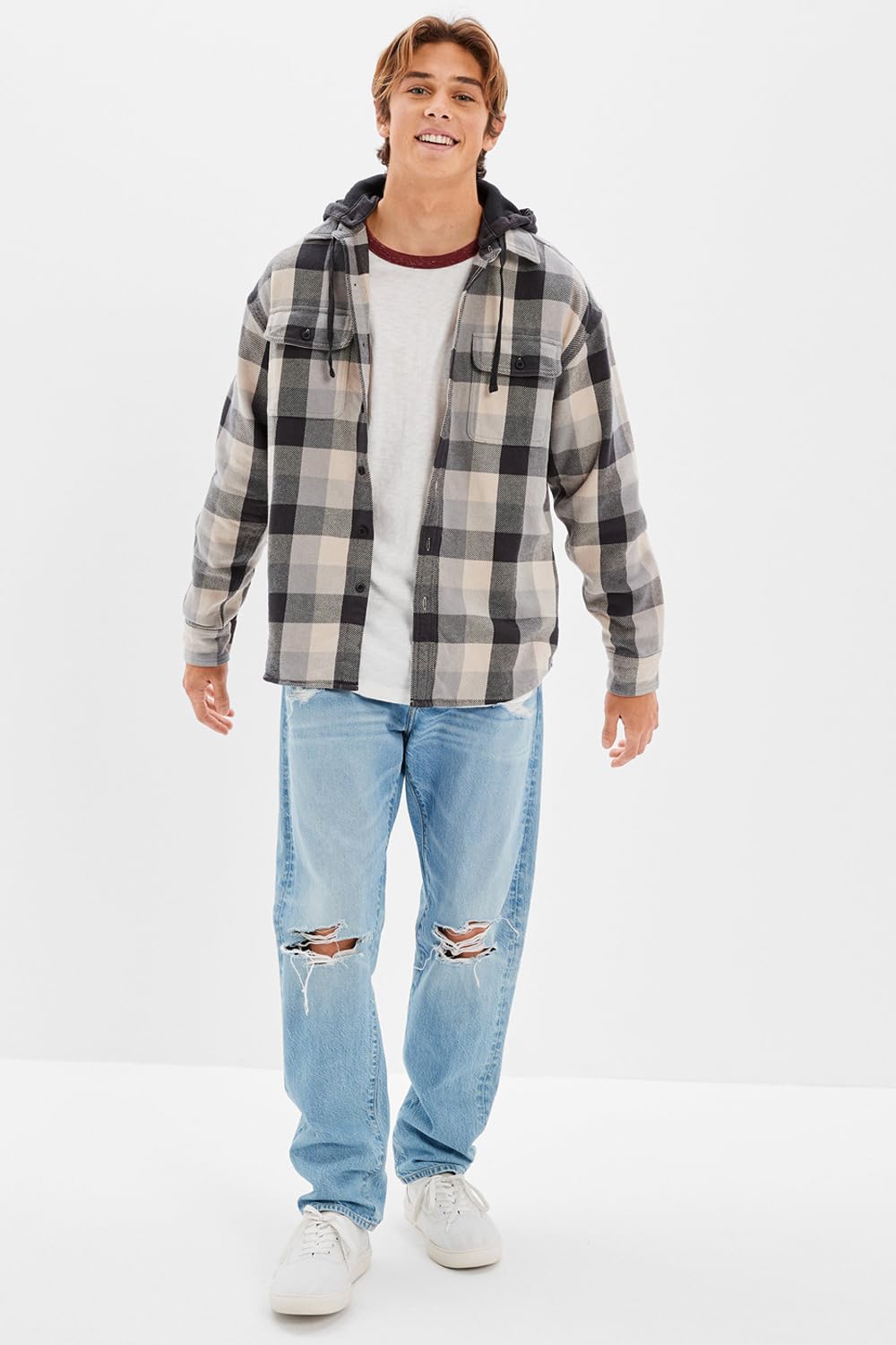 American Eagle Koszula męska w kratkę Regular Fit