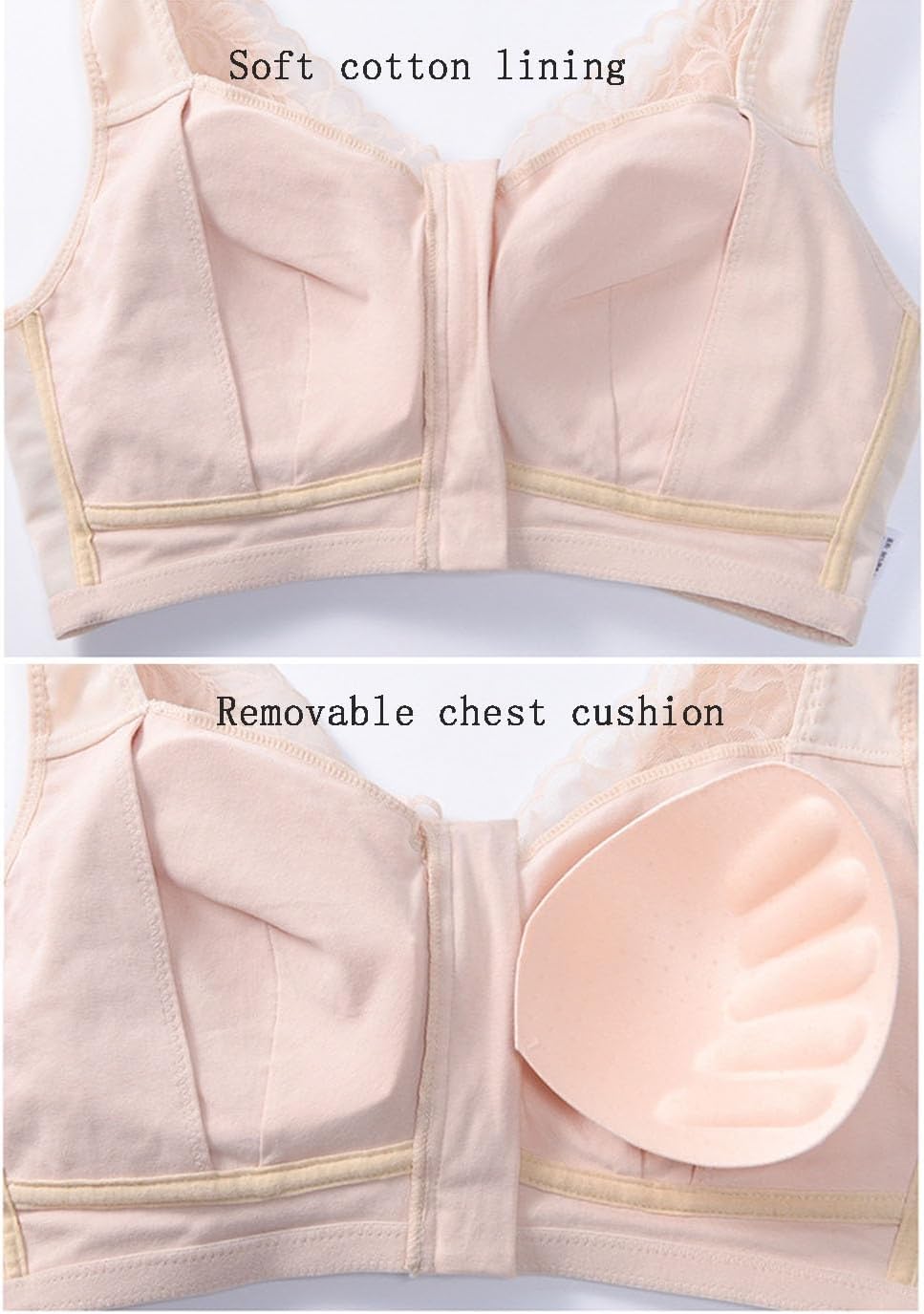 Post Surgery Compression Support Bra for Women Front Zipper Mastectomy Bra Sexy Lace Wireless Prosthesis Breast Forms Bra