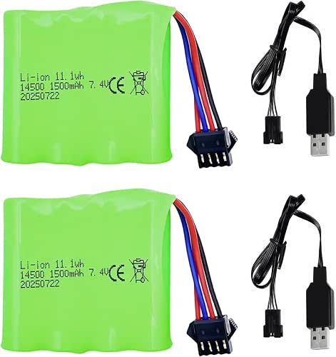 7.4V 1500mAh Li-ion Battery with SM-4P Plug and Charger Cable