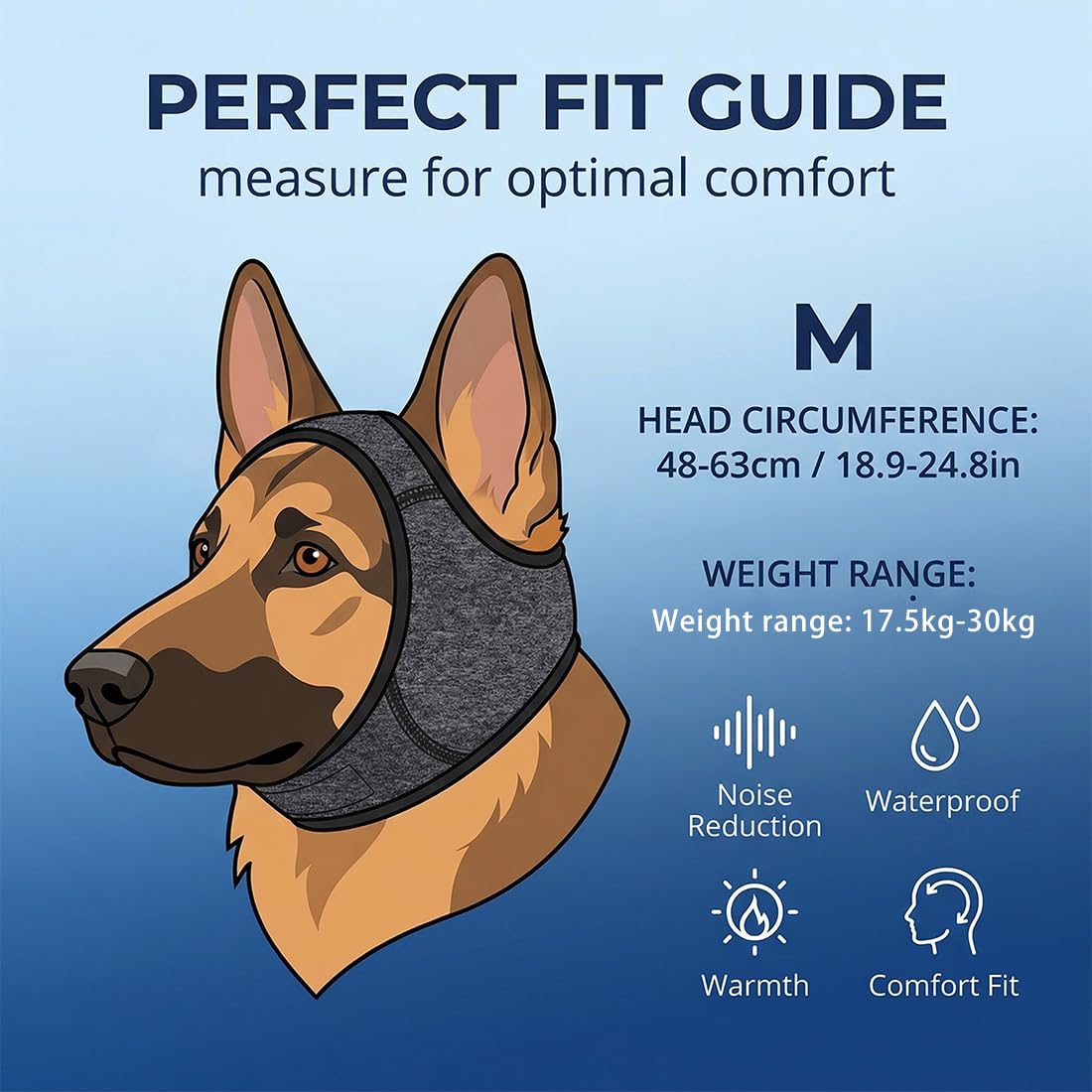 Orejeras Impermeables para Perros, Protección Auditiva Reduce Ruido y Ansiedad, Banda Elástica Ajustable para Nadar y Exterior, Accesorio de Calma para Mascotas