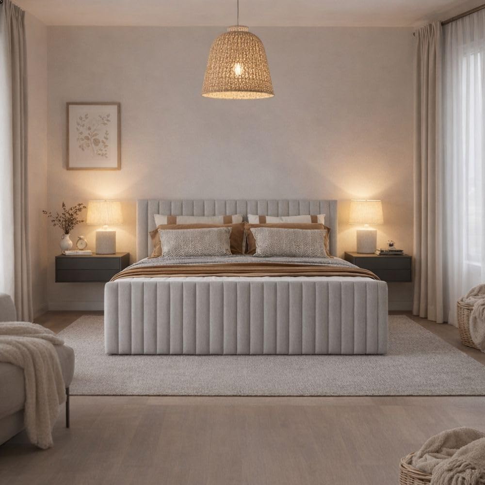Boxspringbett 160x200 cm, Bett mit Matratze H3 und Stauraum, Polsterbett mit Bettkasten, Boxbett 160x200 Komplett, Doppelbett mit Bonell-Matratze, Bett für Schlafzimmer VIVO