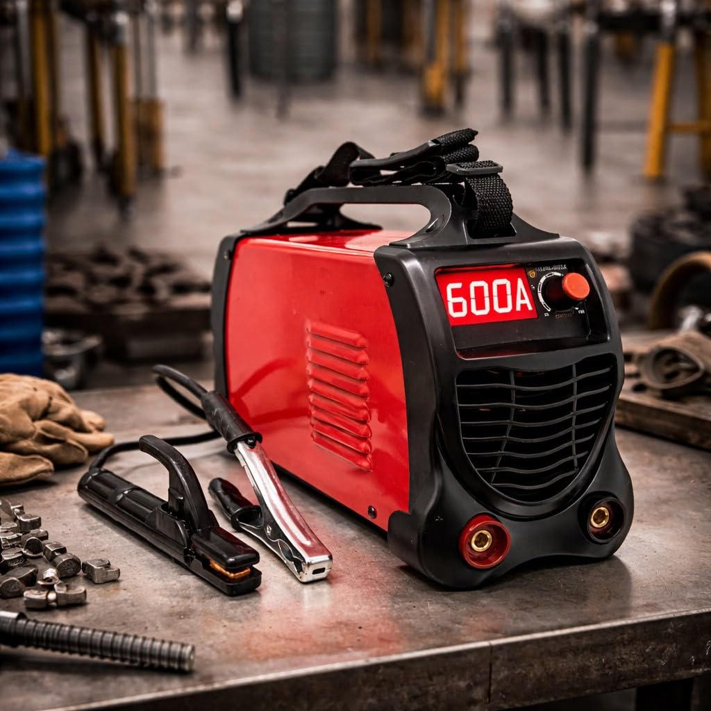 Saldatrice inverter ad Elettrodo 600 Ampere Con Ventilazione Saldatura ad Arco Ampio Display LCD Digitale Saldatrice Elettrica Portatile per Fabbro con Cavi e Maschera in Valigetta