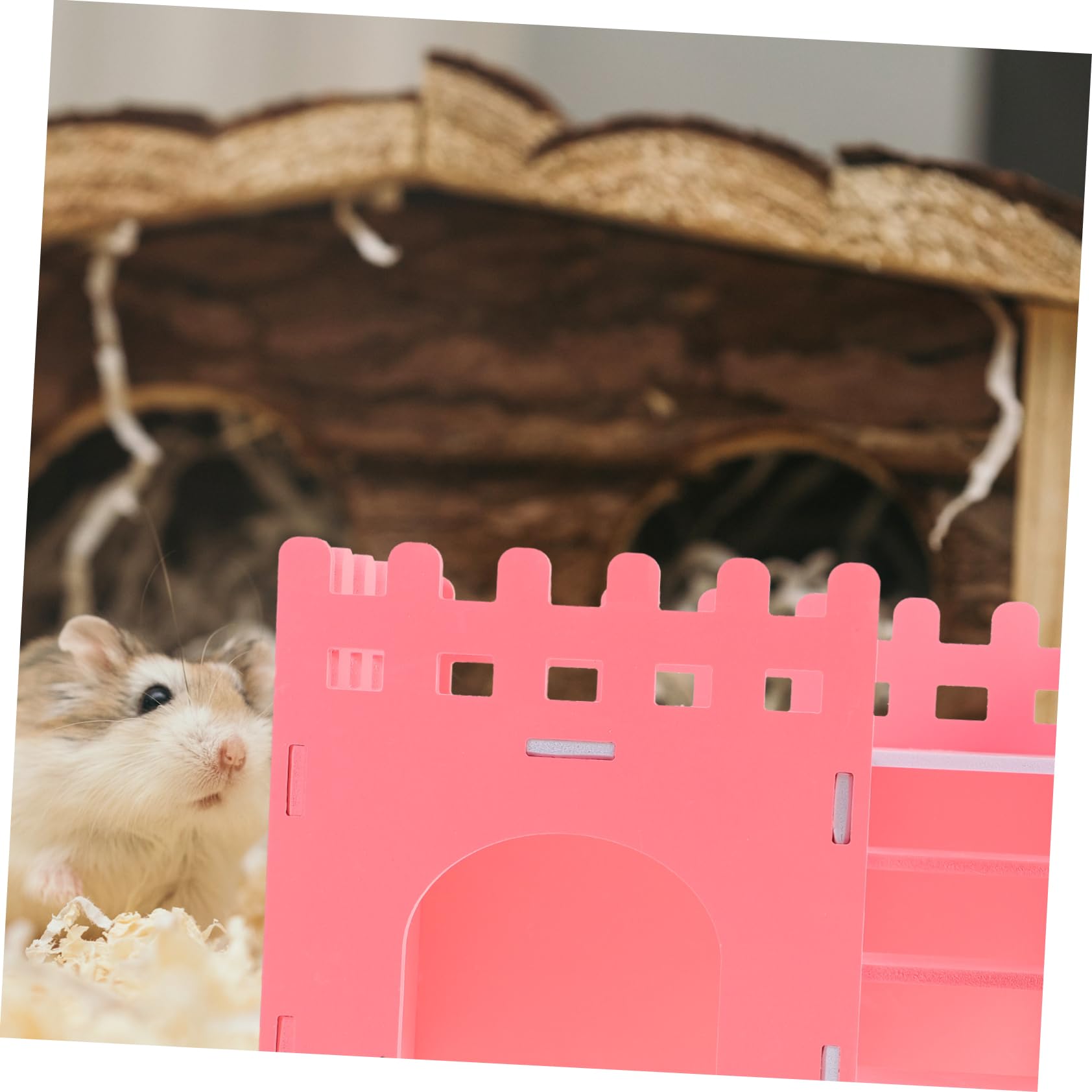 WOONEKY Meerschweinchen Versteckhaus Zweistöckig Rosa aus PVC