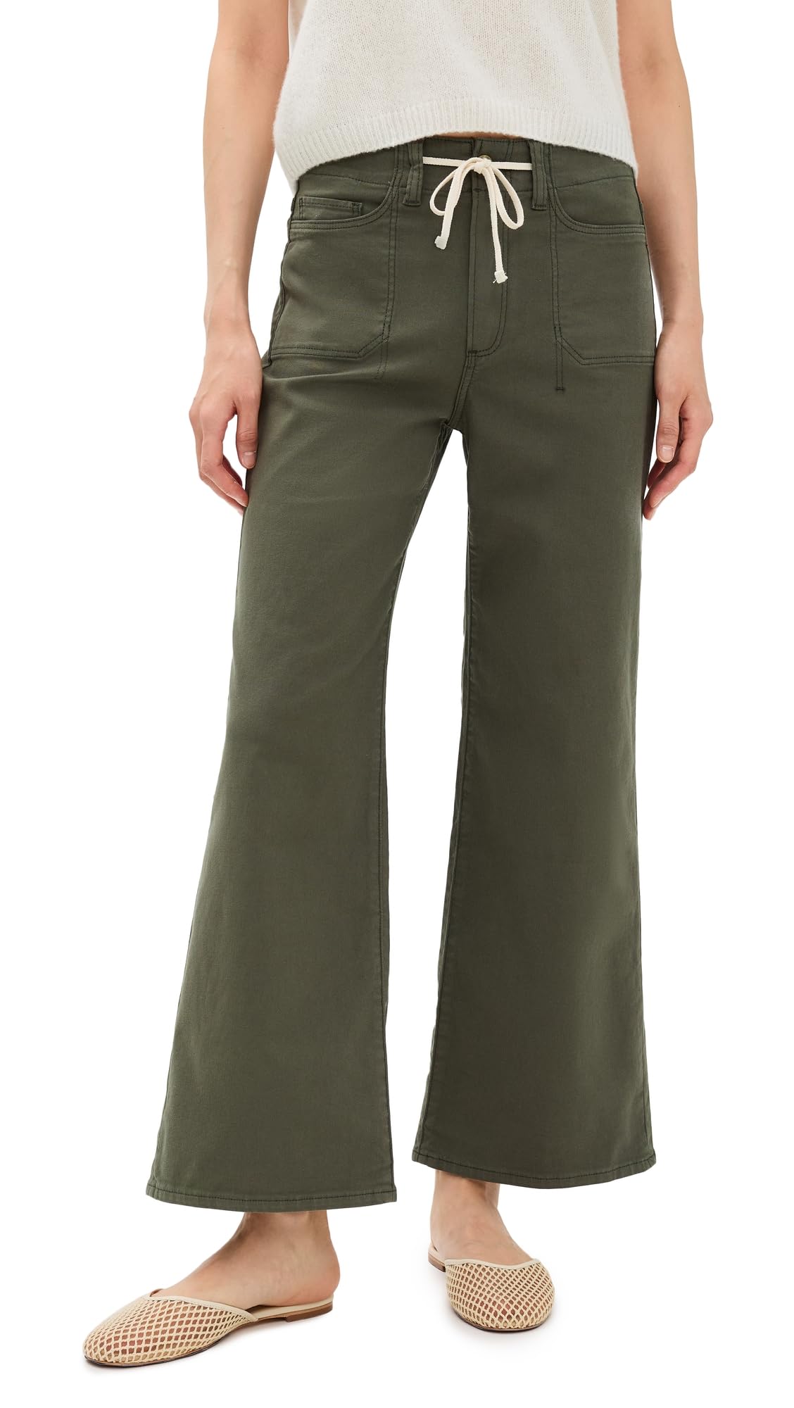 PAIGE Women's Ari Waistband Tie and Stitch Thru Utility Pockets Pants