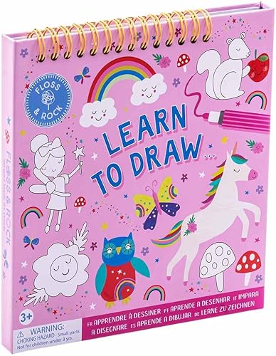 Floss & Rock Rainbow Fairy Learn to Draw - Cuaderno de bocetos para 3 edades en adelante, 7.28 pulgadas de longitud, materiales de aprendizaje