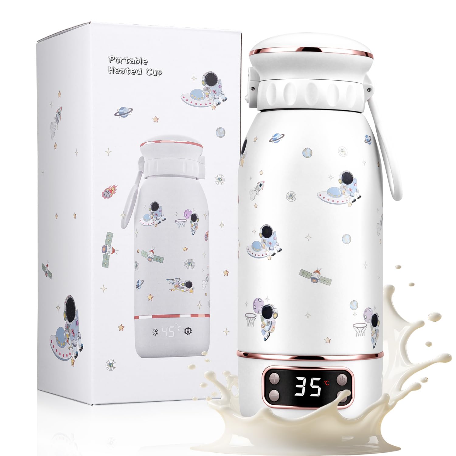 Tragbarer Flaschenwärmer Baby Unterwegs, Baby Erstausstattung Neugeborene | 500ml, 2 Min Aufheizzeit, 18000 mAh, 2H Ricarica rapida, Lang anhaltende Wärmespeicherung 24h, Reise Wasserkocher
