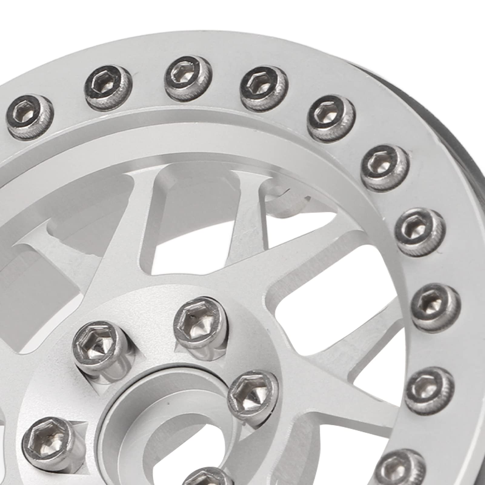 2.2 Inch RC Car Wheel Hub, Aluminum Alloy RC Beadlock Wheels Rims for 1/10 Axial SCX10 SCX10 II 90046 90047 RC Car(Silver)