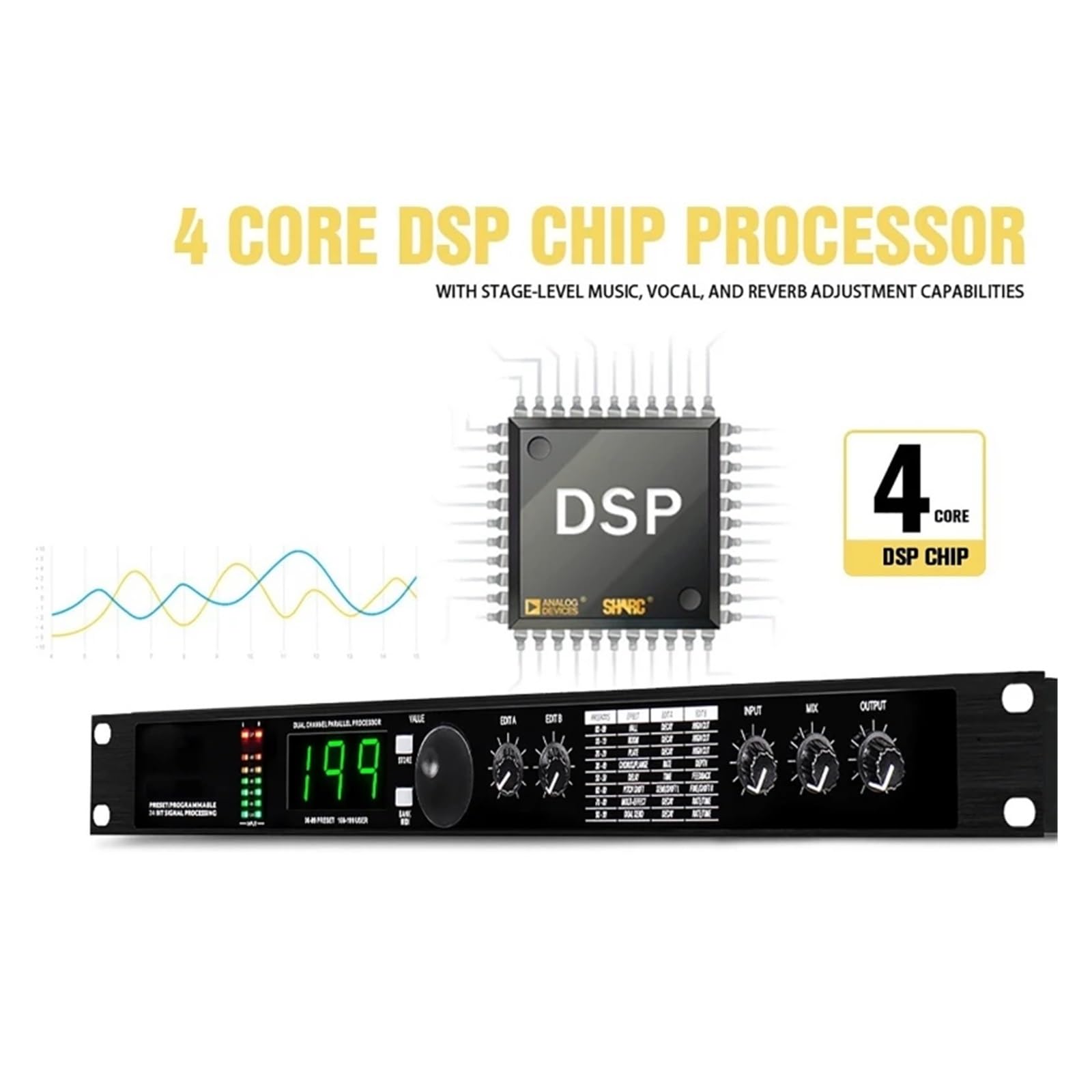 Processore DSP Professionale Con Riverbero Digitale E Multieffetto Processore Audio Equalizzatore Microfono Vocale GAX-4II