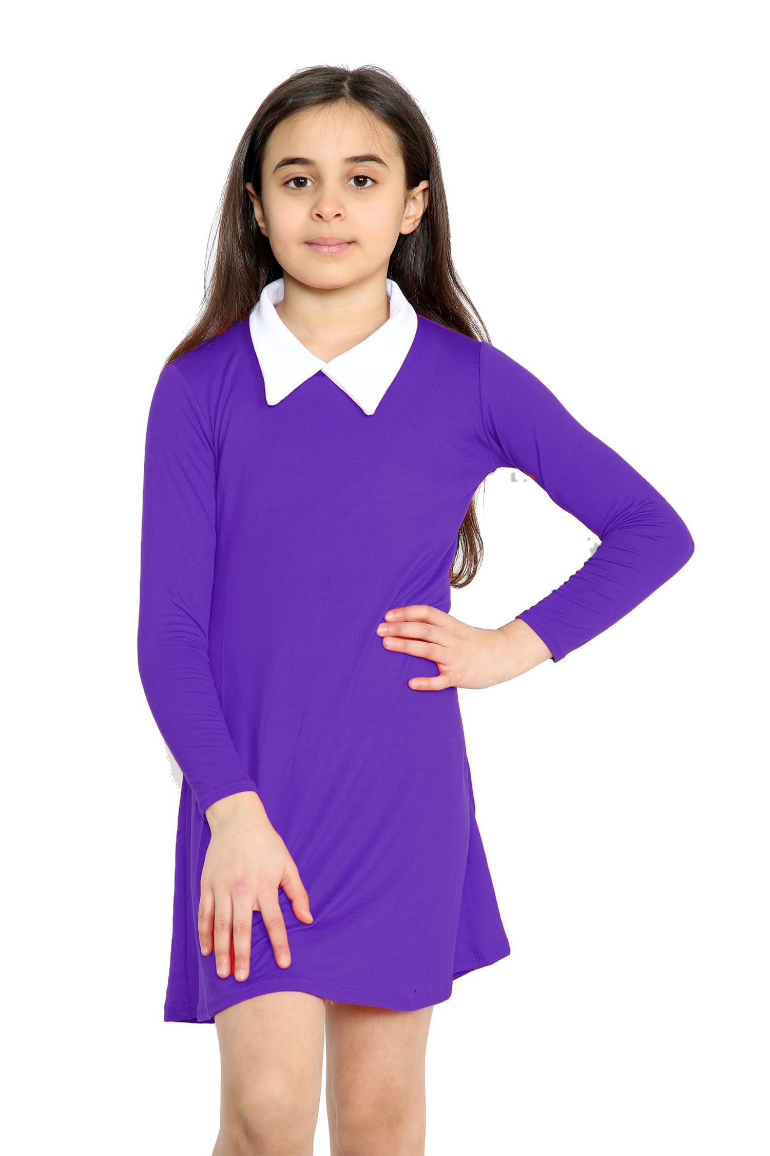 Loxdonz Girls Long Sleeve Skater Dress - Swing Flared Casual Dress For Kids 4-13 Years