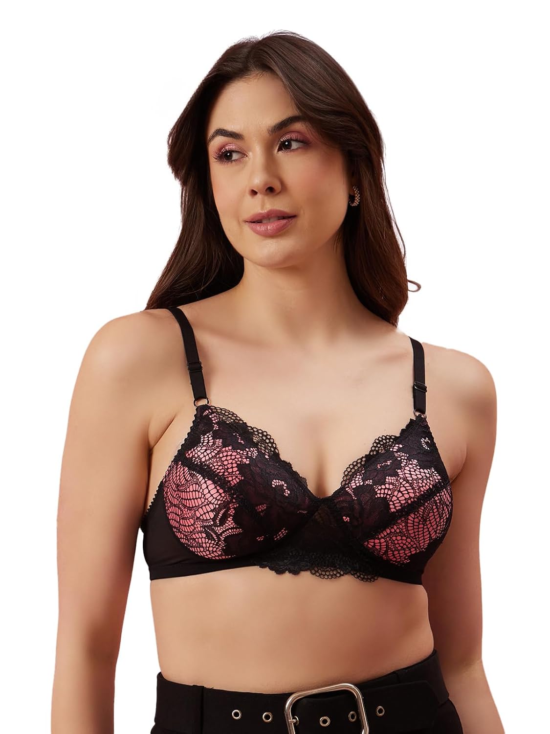 Clovia Women’s Lace Solid Padded Full Cup Wire Free Bridal Bra in Black Clovia Women’s Lace Solid Padded Full Cup Wire Free Bridal Bra in Black