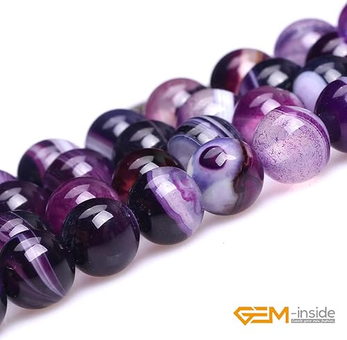 Miniatura 582 de GEM-Inside - Cuentas sueltas de piedra de lava negra natural de 0.315 in para hacer joyas, 15 pulgadas Cordierita de grado A