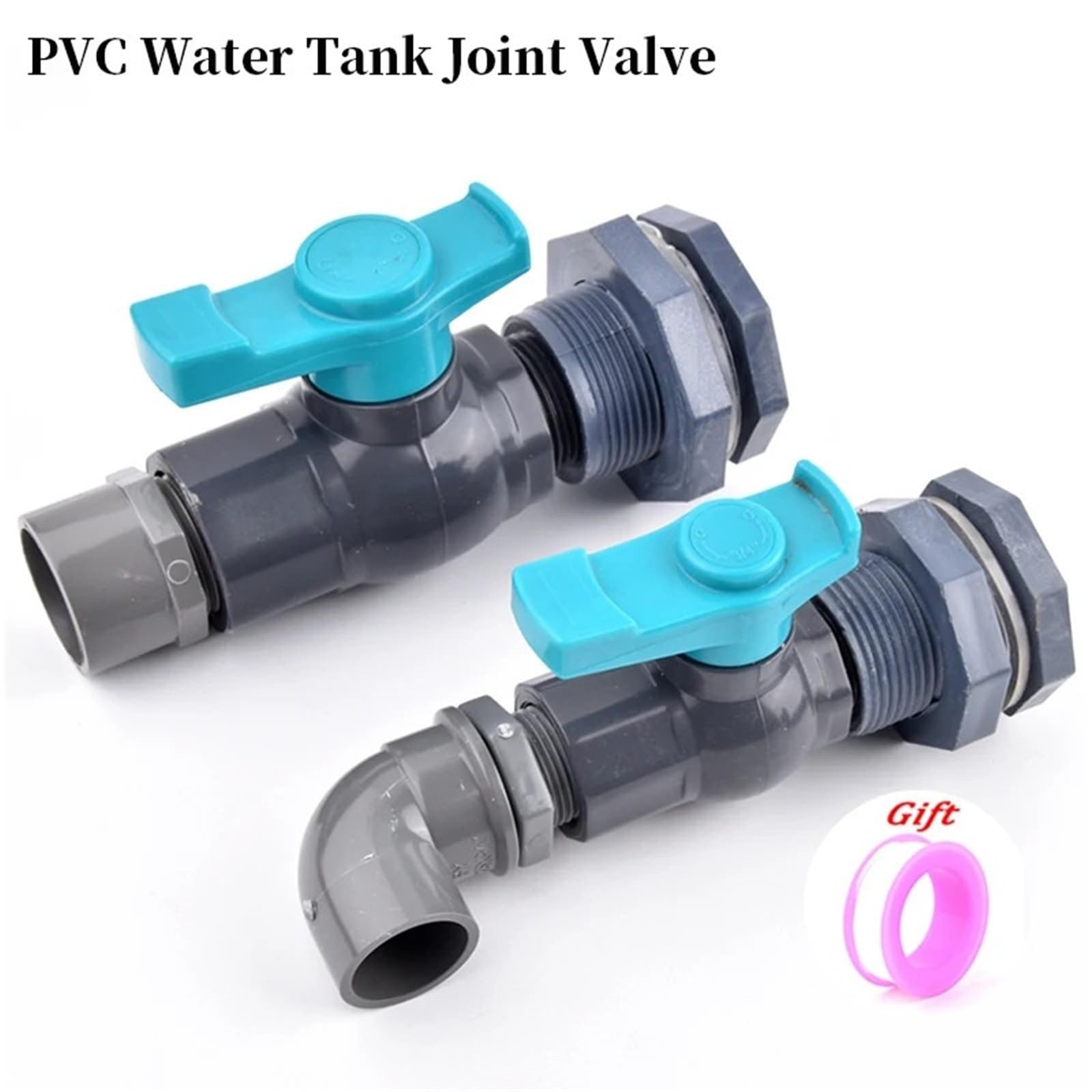 Adaptador de válvula bola PVC 1/2", 3/4" y 1" for tanque peces, riego jardín, acuario, tubería entrada, drenaje, conexión reparación(1l2 Inch)