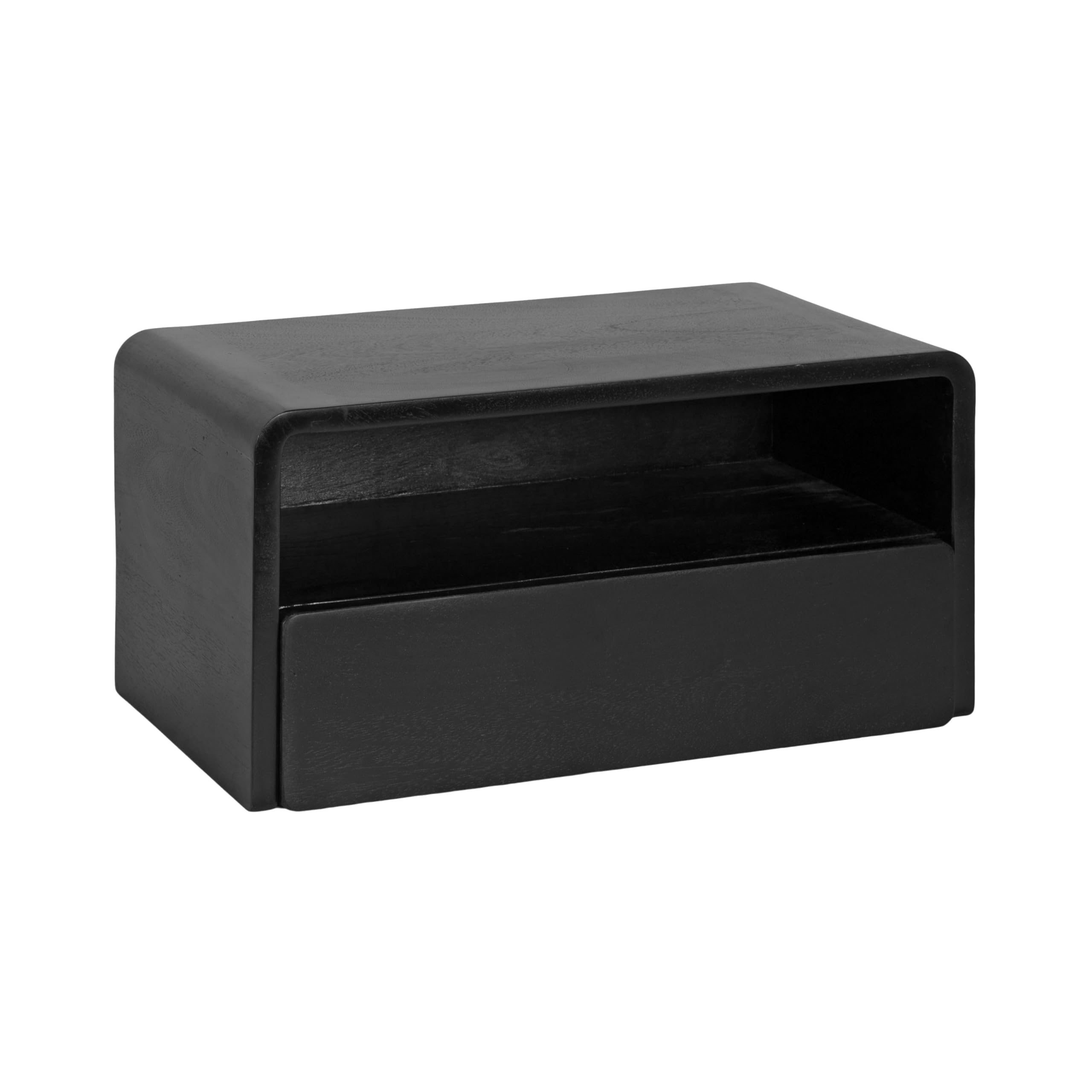 Kate and Laurel Kato Modern Wood Floating Side Table with Drawer; 18 x 10 x 9; Black; Contemporary Wooden Floating Nightstand for Bedroom Bedside