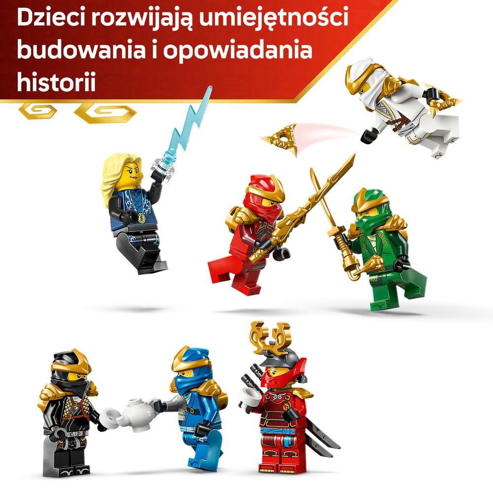 LEGO NINJAGO Ozdoba z postaciami ninja — 15-lecie, kolekcjonerski zestaw konstrukcyjny dla chłopców i dziewczynek, podstawka z ośmioma minifigurkami, pomysł na prezent urodzinowy dla 14-latka 71866