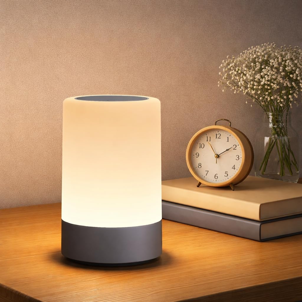 Touch Control Table Lamp Night Light for Bedroom Rechargeable Brightness Adjustable Dimmable for Bedroom, Living Room, Study