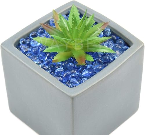Miniatura 4 de Piedras artificiales de cristal de mar, no tóxicas, para terrario o acuario de tortuga, 1 libra / 460 g (rellena 1 taza), para decoración de Azul