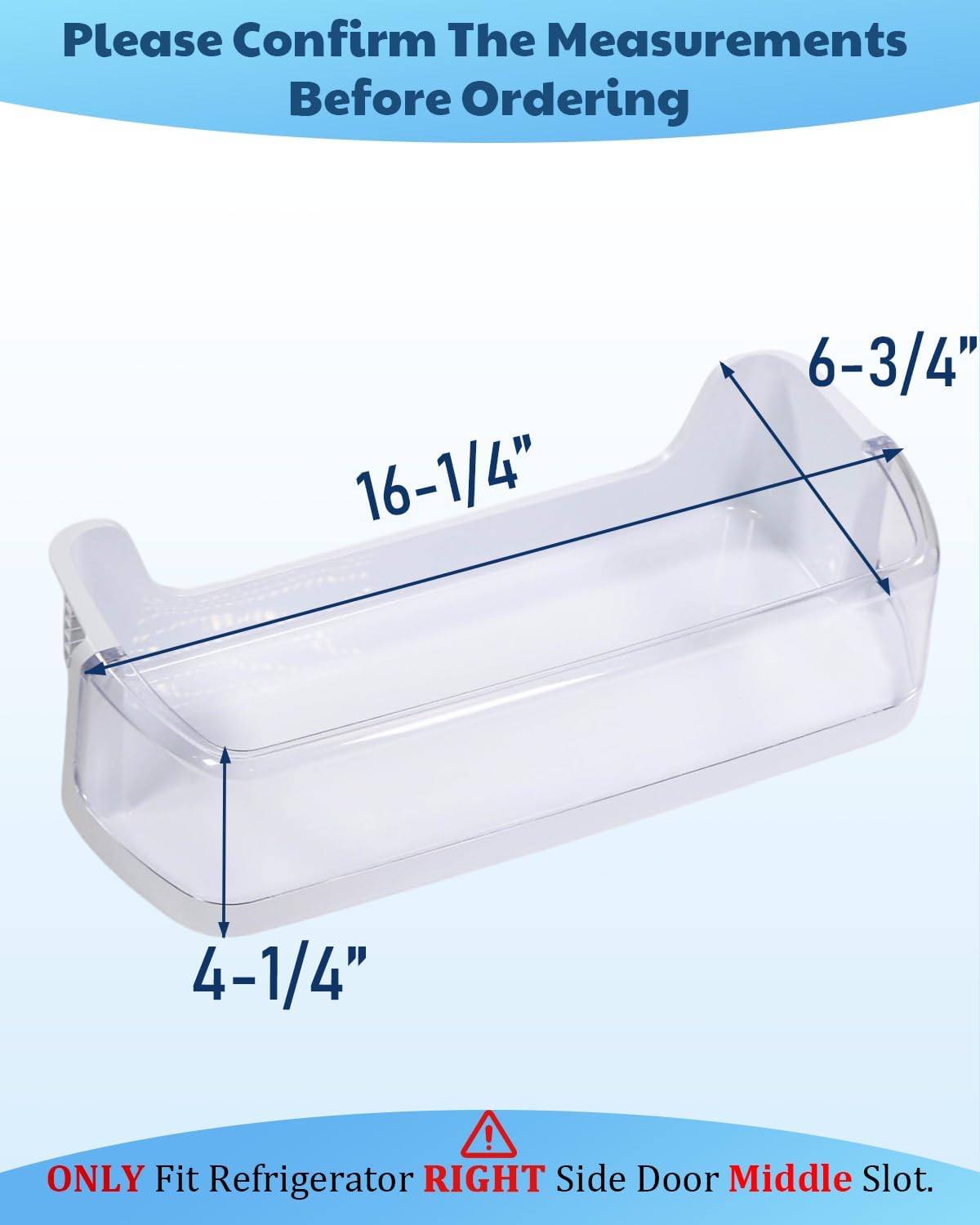 (2 PACK) Refrigerator Right Door Middle Shelf Bin for Sam-sung RS25H5111SR RS25H5111SG RS25H5111BC RS25H5111WW RS25H5121BC RS263TDBP RS263TDPN RS263TDRS RS265TDBP RS265TDRS RS265TDWP RS267TDBP