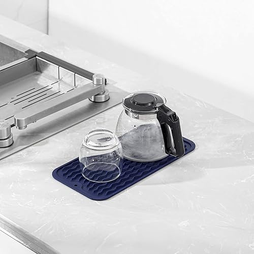 Miniatura 1105 de Tapete de silicona para secado de platos para múltiples usos, fácil de limpiar, ecológico, resistente al calor, tapete de silicona para encimera