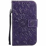  Dfly Galaxy S3 Hülle, Galaxy S3 Neo Hülle, Premium Slim PU Leder Mandala Blume prägung Muster Flip Hülle Bookstyle Stand Slot Schutzhülle Tasche Wallet Case für Samsung Galaxy S3 / S3 Neo, Lila