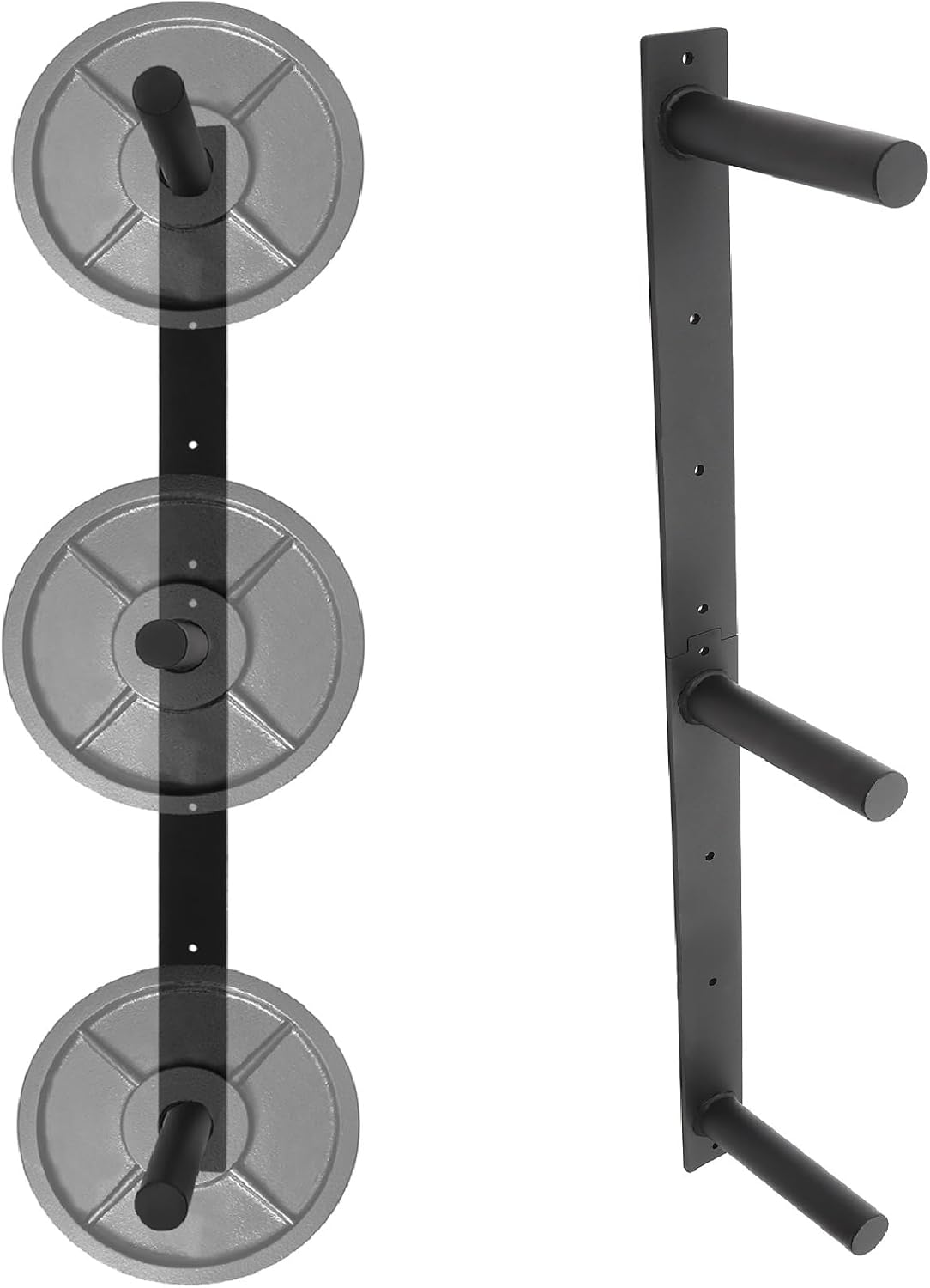 Weight Plate Storage Rack Wall Mount 3 Peg Weight Plate Holder 1050lbs Capacity Heavy Duty Bumper Plate Storage Rack for Home&Commercial Gym, Fit 2" Barbell Plates