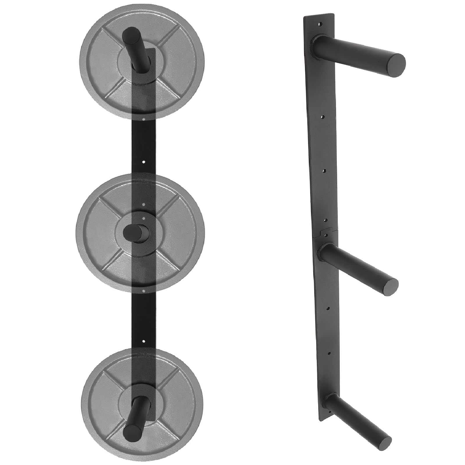 Weight Plate Storage Rack Wall Mount 3 Peg Weight Plate Holder 1050lbs Capacity Heavy Duty Bumper Plate Storage Rack for Home&Commercial Gym, Fit 2