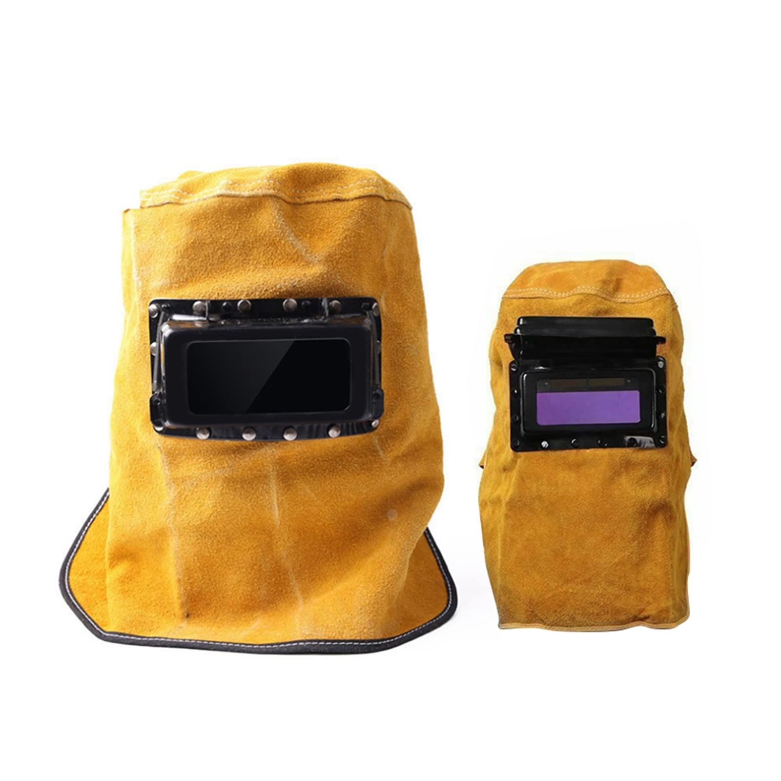 Schweißmaske mit Linse, Schweißhaube, Schweißermaske, Lederschürze für Schweißjacke, Leder-Schweißhelm, automatische Verdunkelung, Filter, Linse, Gesichtsmaske, atmungsaktiv, Schweißer