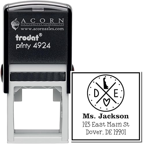 Miniatura 391 de Texas State Love - Sello de dirección cuadrado, uso con almohadilla de sellos, sello de correo de Texas, tamaño 1-5/8 pulgadas Manija