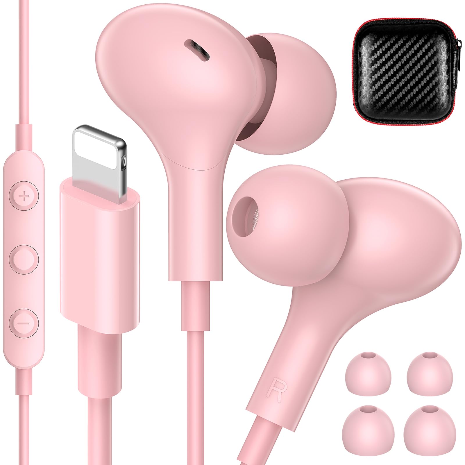 iMangoo for Apple MFi-Certified Soft Headphones for Lightning Wired Earbuds