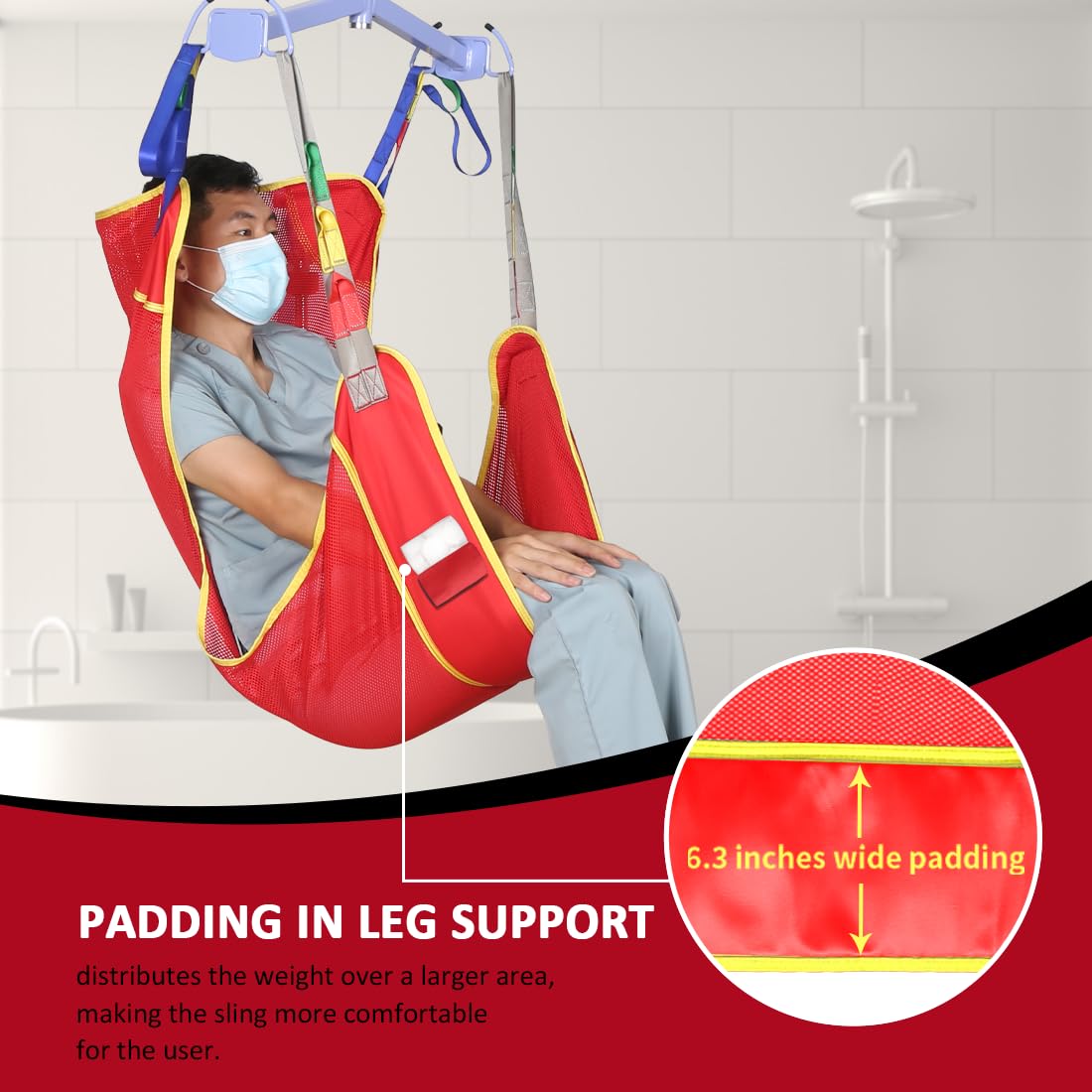 EZ Assistive Eslinga universal de elevación de pacientes de cuerpo completo, correa médica Hoyer Lift para posicionamiento de cama y ayuda de baño, cabestrillo de transferencia para ancianos,