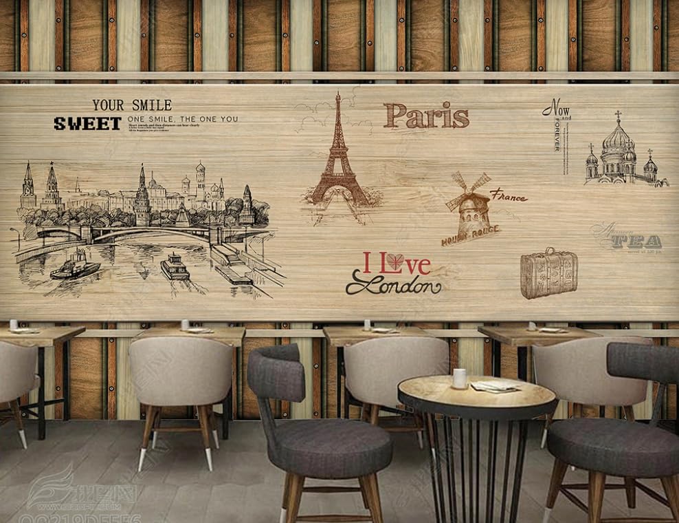Papier Peint Intissé Rétro 350x256 cm pour Grand Mural de Salon
