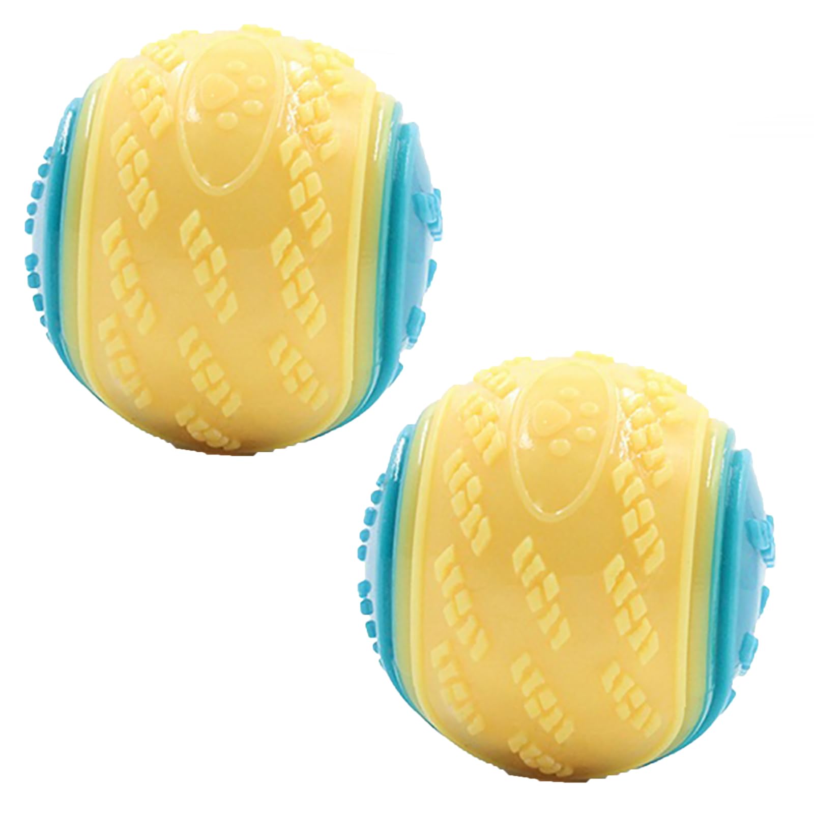 Squeaky Dog Ball Toys, Dog Teeth Resistant Balls, Dog Toys Teeth Cleaning Puppy Chew Toys Pet Training Ball Dog Interactive Dog Ball, For Relieving Dog Anxiety, Cleaning Teeth (2PCS Yellow Blue)