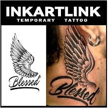 INKARTLINK Temporary Tattoos, 3 Sheets Small Semi Permanent Tattoo, Adult Art Design Temporary Tattoos, Lasts 1-2 Weeks, Waterproof, Realistic Look, No Adhesive, No Reflection Wing