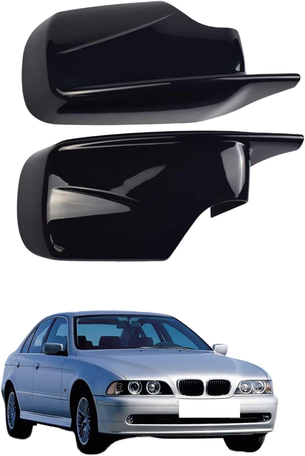 YIXINYI Side Wing Mirror Cover For BMW E39 2001-2003 530i OEM: 51168238376 51168238375 Black, Car Left Right Side Rearview Mirror Cap Wing Replacement
