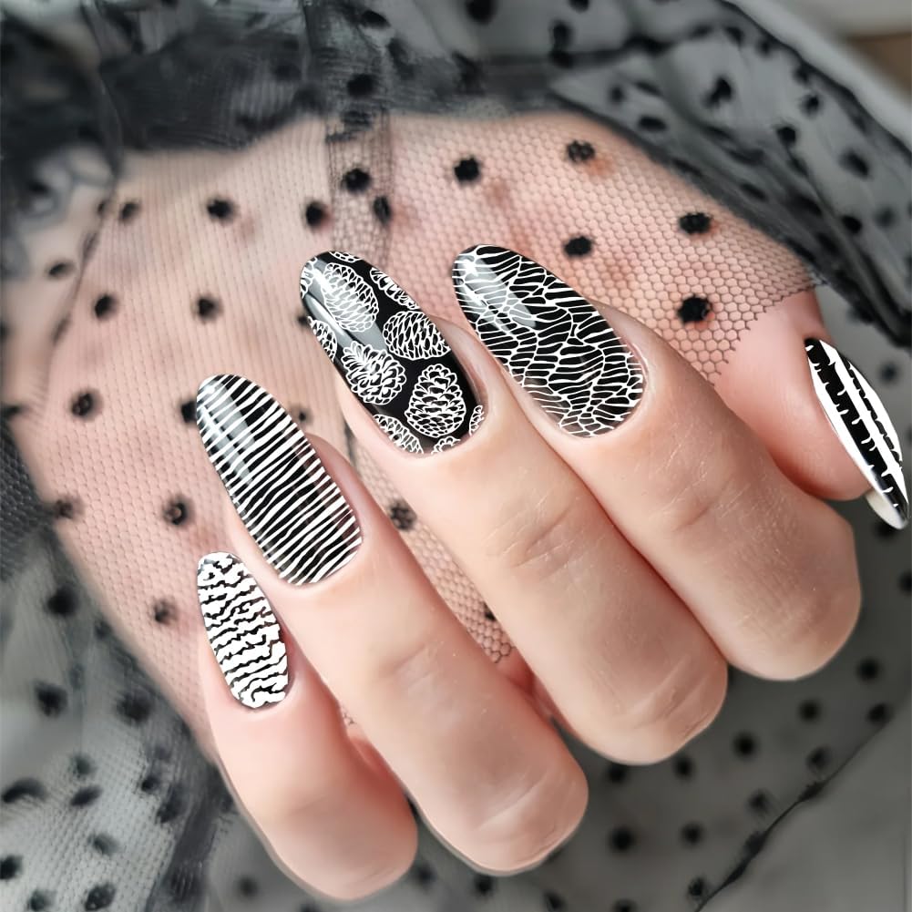 PH PandaHall 3pcs Texture Pattern Nail Stamp Plate Lines Stripes Print Art Template Stainless Steel Nail Image Plate Texture Nails Art Stencils for Women DIY Arts Printing 4.7x2.3 inch image 5