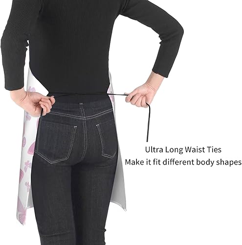 Miniatura 5 de Delantales para mujer con bolsillos, delantal de chef ajustable, correa para el cuello, delantal de cocina impermeable