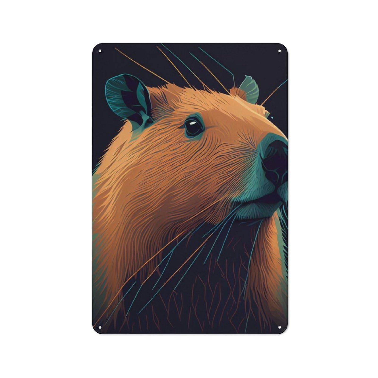 Junmoney Capybara Drawing Retro Metal Wall Sign 30X20cm With For Pub Or Café, A Housewarming Gift For Hospitality Wall Decor Collectors