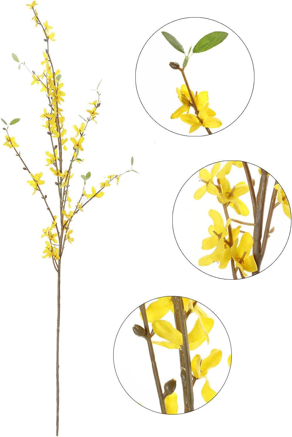 Artificial Forsythia Flowers,6Pcs 39.4 inch Artificial Forsythia Blossom Jasmine Stems Fake Silk Forsythia Branches for Flower Arrangement Wedding Home Office Decoration (6PCS)