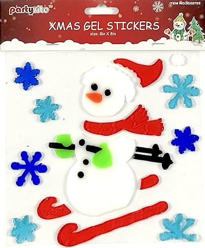 Miniatura 5 de Calcomanías de gel de Navidad para ventanas y espejos, 6 hojas de diseños de invierno trineo de Papá Noel, elfo, muñecos de nieve y mucho más