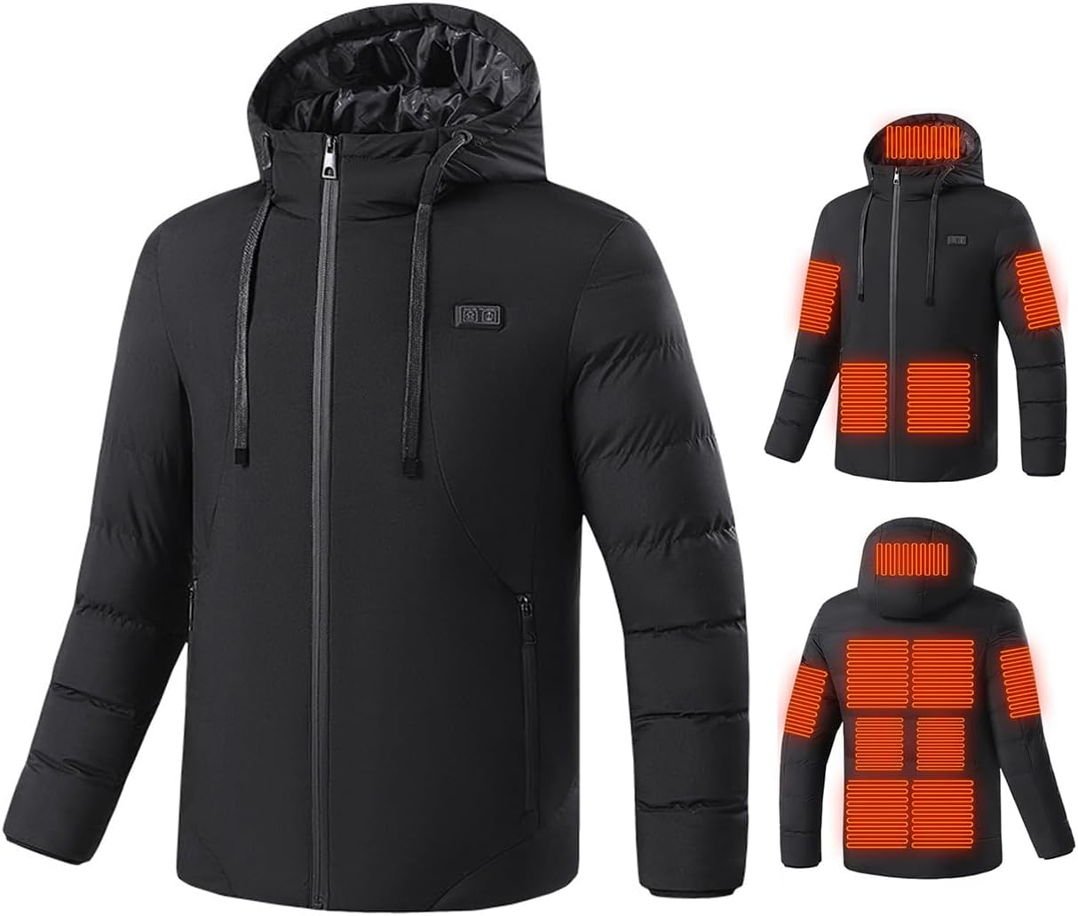 Heated Jacket, Winter Heating Motorcycle Coat, 11 Zones USB Electric Heating Cycling Suit Hooded Windbreaker