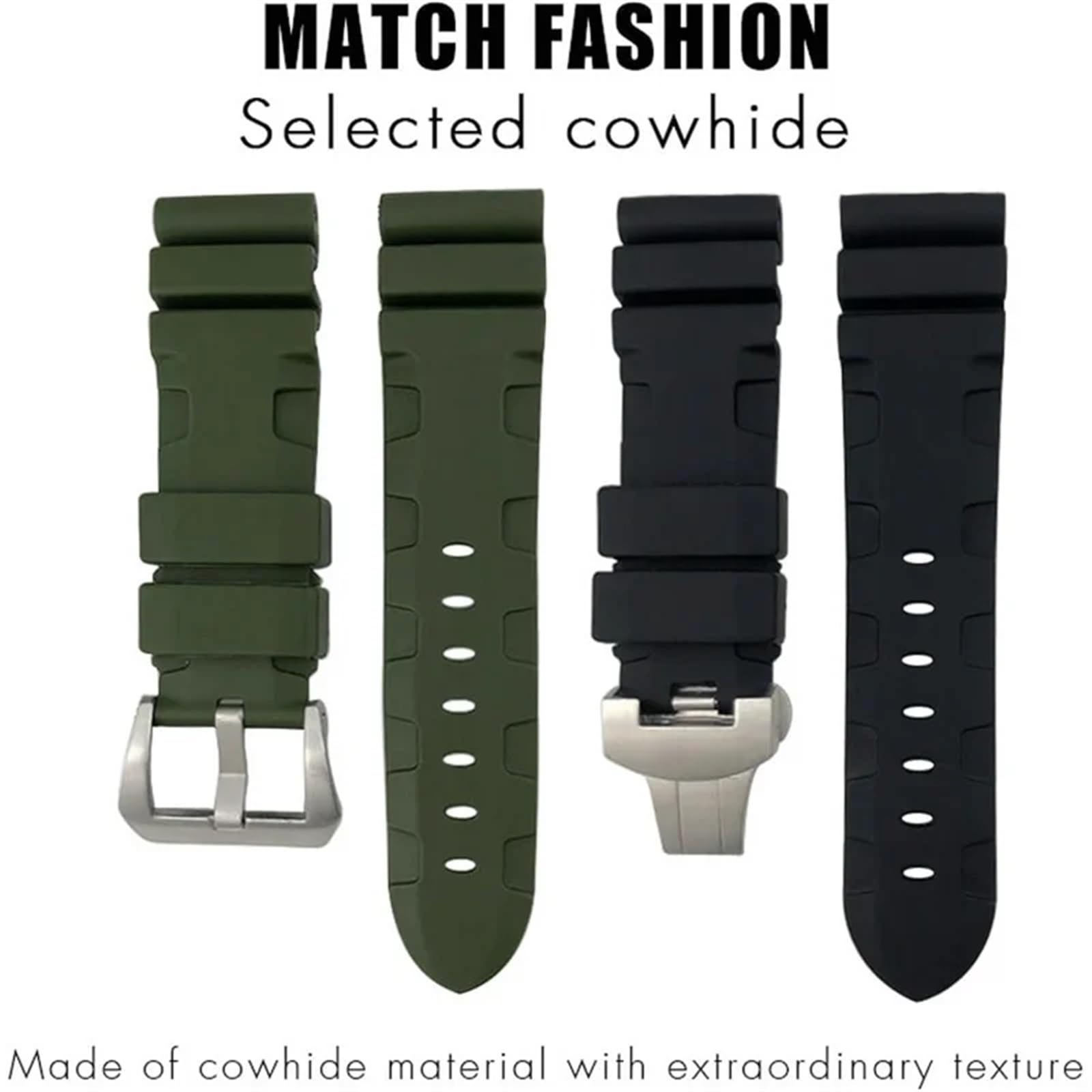 Cinturino in gomma 24mm 26mm cinturino orologio in silicone adatto per Panerai sommergibile Luminor PAM verde blu braccialetto impermeabile