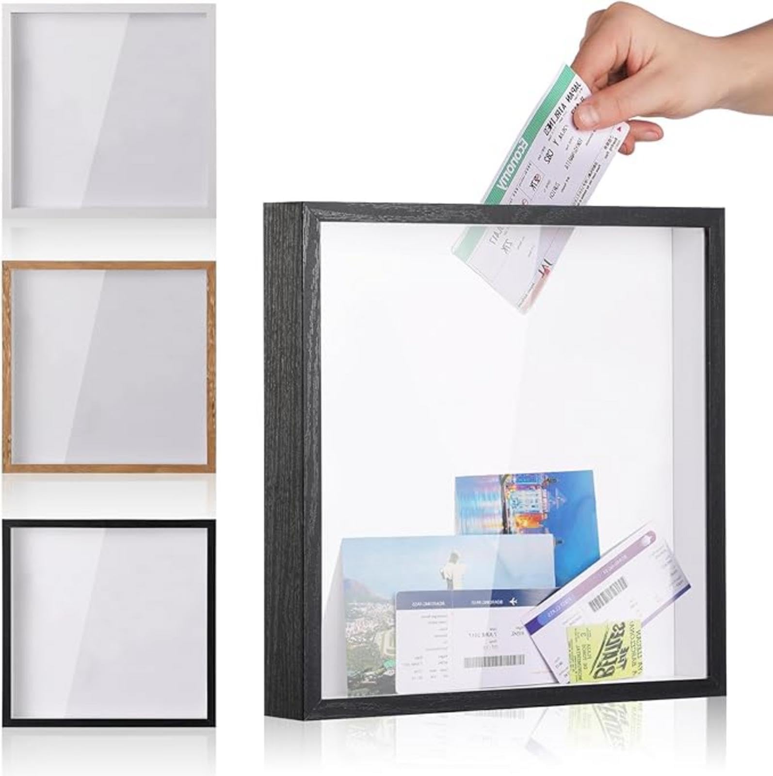 Boîte À Souvenirs De Voyage, 30x30cm Boîte D'archives D'aventure Avec Fente, Boîte À Argent, Boîte D'ombres Pour Billets, Tirelire Transparente, Boîtes À Cadre Mémoire Pour nirs