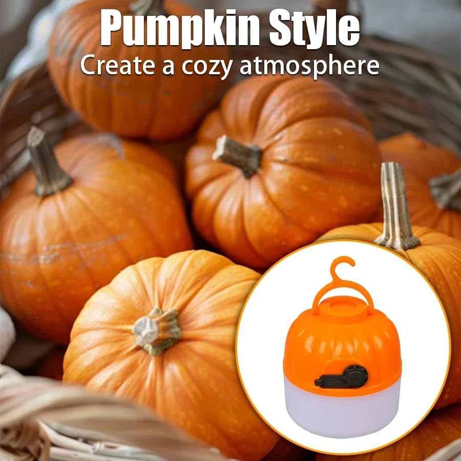 Mini Portable LED Pumpkin Bulb 6500K Rechargeable Eye-Protecting Light Strip Hook Tent Light Outdoor Emergency Lighting Lamp (1 piece)
